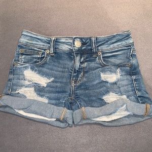 Ripped jean shorts
